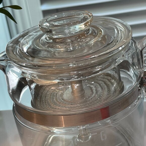 Vintage Pyrex Flameware Glass Percolator Coffee Pot (7756) Complete - Picture 3 of 11